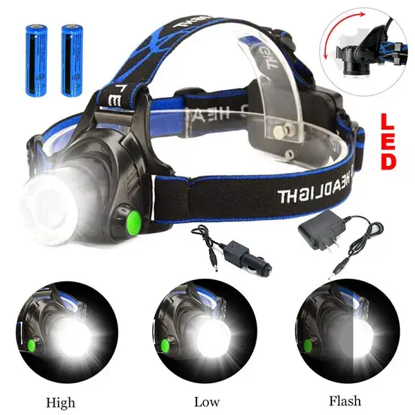 Rechargeabl LED Headlight Headlamp Head Torch Flashlight Work Light Camping Lamp