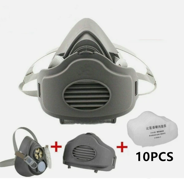 Premium Dust Respirator Mask With 10 Replaceable Filters For Industrial Protect
