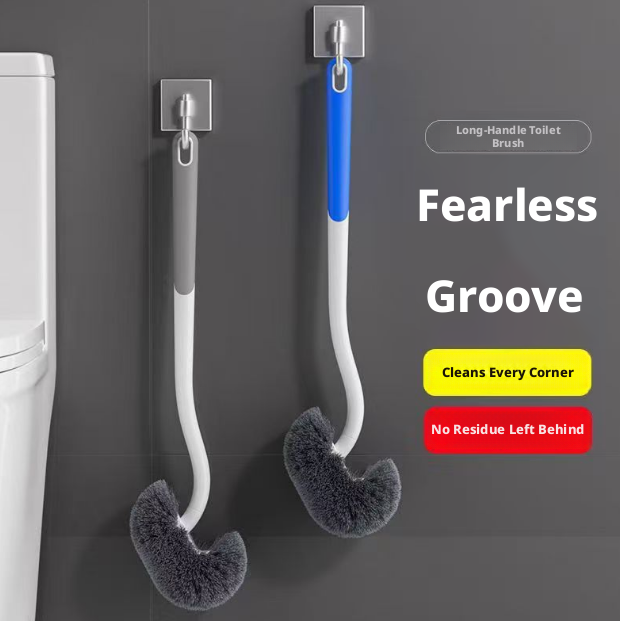 Curved long-handle toilet brush-blue-1 piece