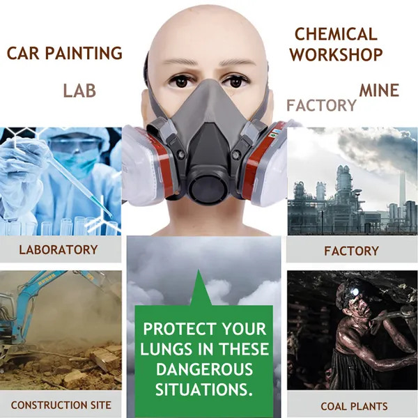 7 IN 1 Half Face Mask For Gas Painting Spray Protection Respirator 2 Filters