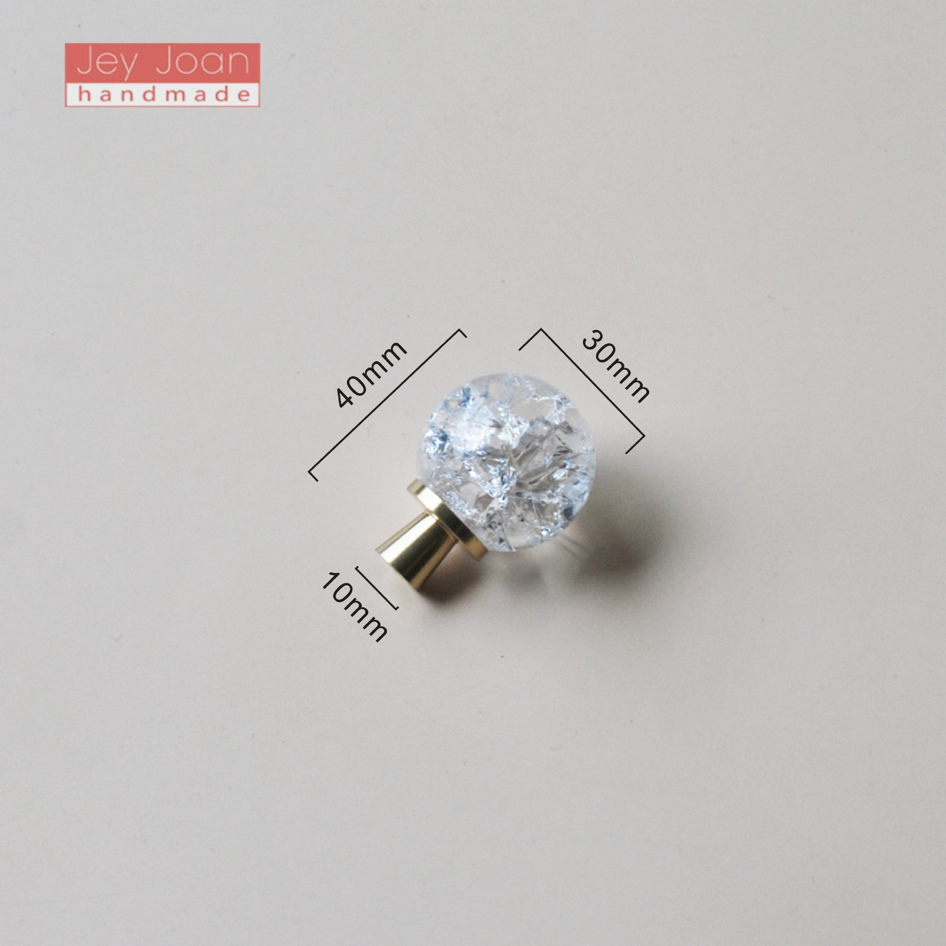 Light luxury furniture handle-brass + glass crystal-ice crack ball-1 piece