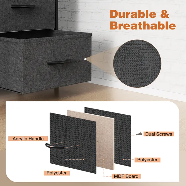 Dresser For Bedroom With 9 Fabric Storage Drawer Wardrobe Tall Chest Organizer... 4