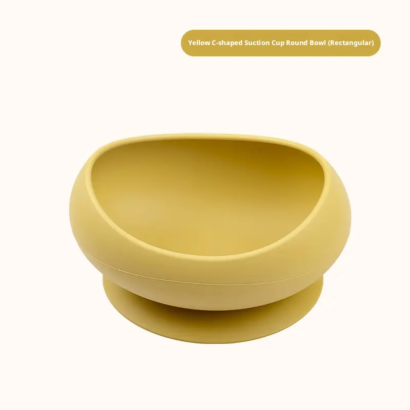 Pet C-shaped suction cup bowl-rectangular-yellow-silicone