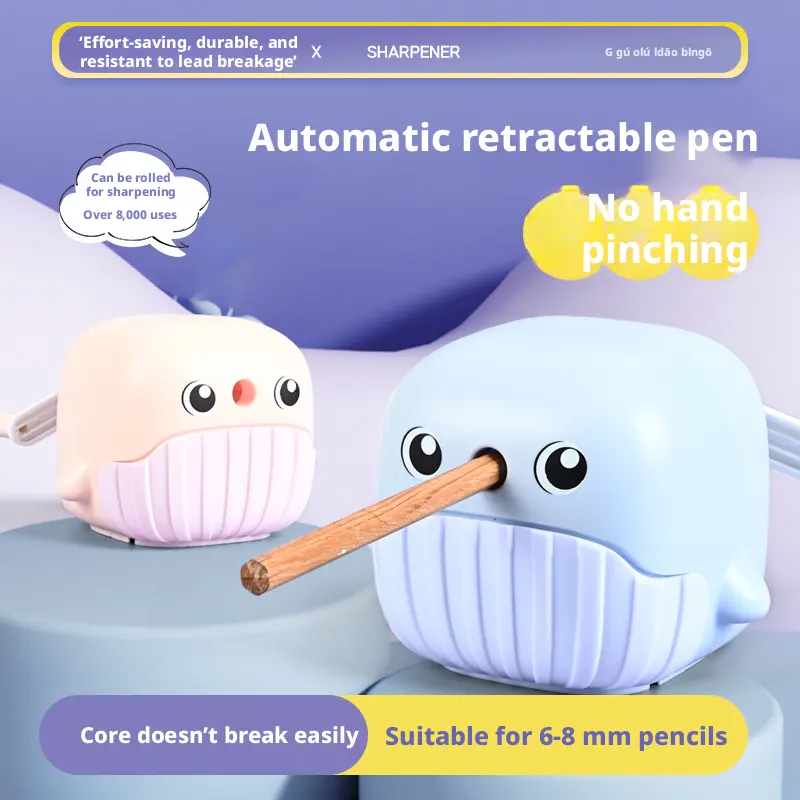Whale pencil sharpener-random color-ABS+ alloy hob