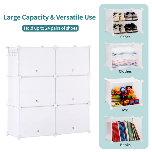 Shoe Rack Storage Cabinet, 8-layer Shoe Storage Cabinet With Door, Stackable And Detachable Shoe Storage Cabinet_voghion.com