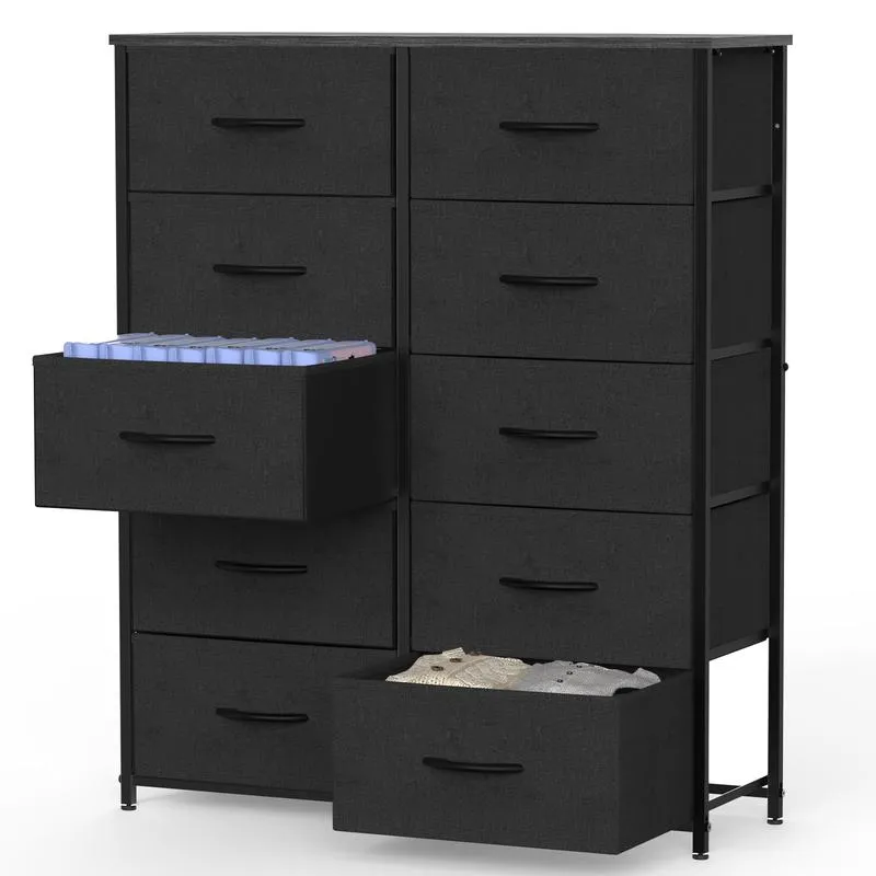 Bedside Table For Bedroom With 10 Fabric Drawers Storage Cabinet Steel Frame Closet For Clothes Storage Display Cabinet