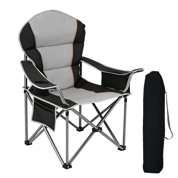 Oversized Camping Folding Chair, Heavy Duty Padded Chair With Cup Holder...