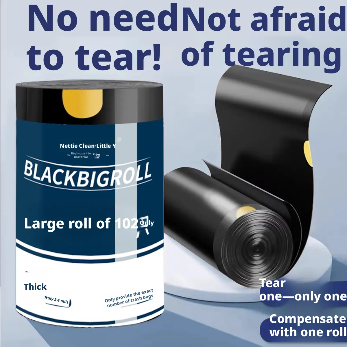 Drawstring garbage bag-black-PE- -1 roll