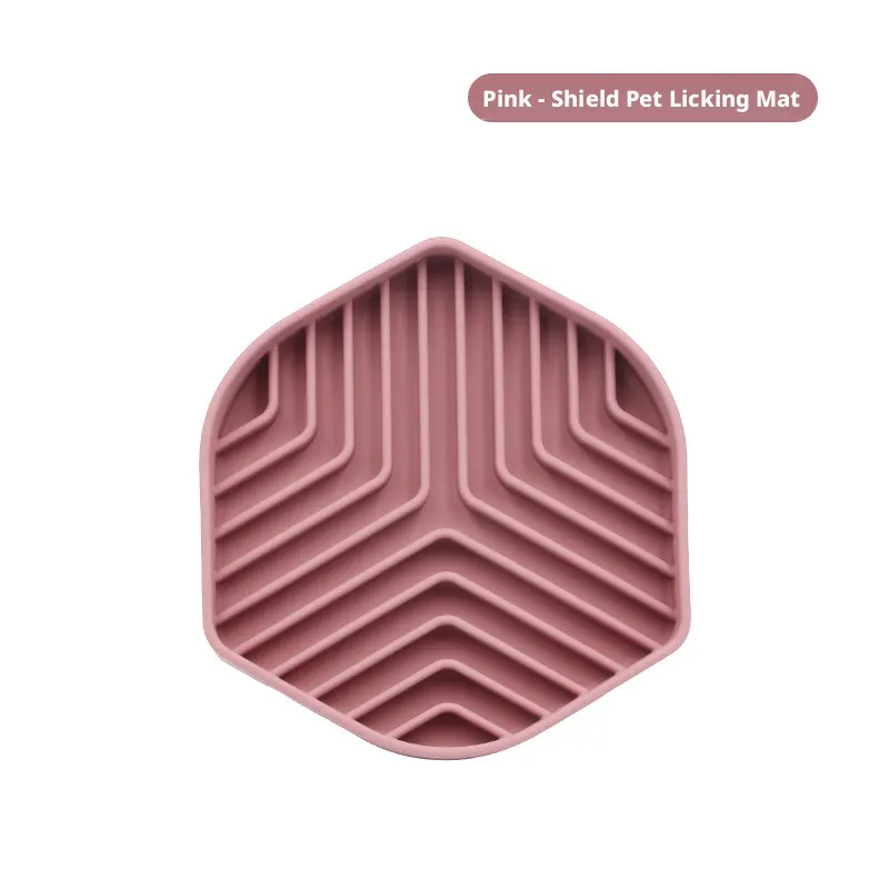 Shield-shaped pet licking mat-pink-silicone