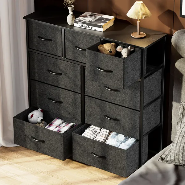 Dresser For Bedroom With 9 Fabric Storage Drawer Wardrobe Tall Chest Organizer... 2