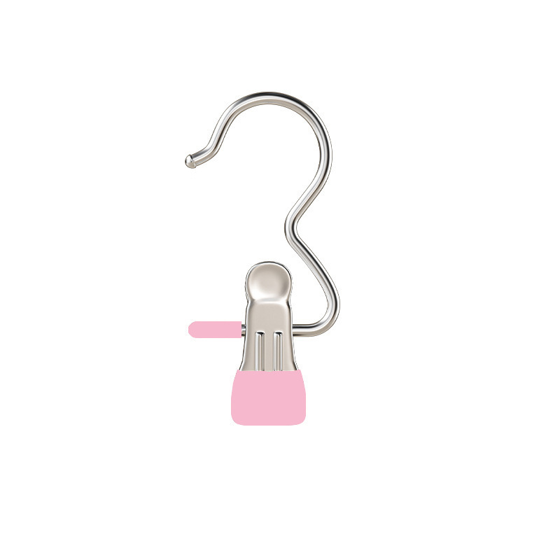 Traceless hook clip-pink-high steel + dipped plastic-1 piece