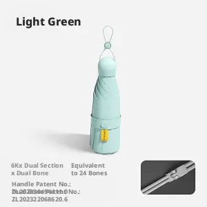 Mini sunny umbrella-6 bones-light green-polyester fiber +