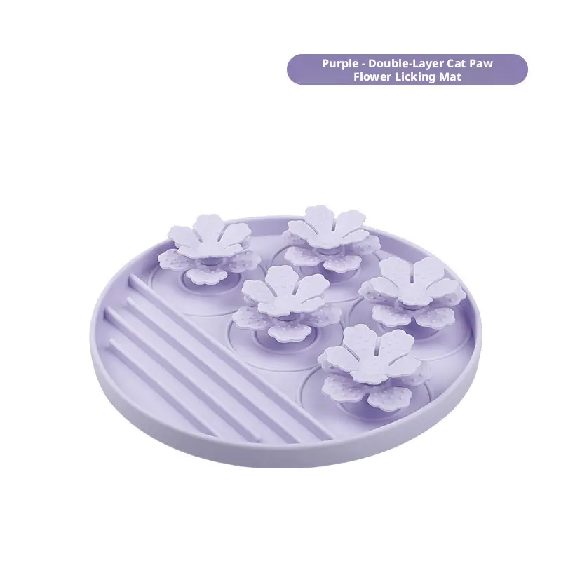 Double-layer pet licking mat-purple-silicone