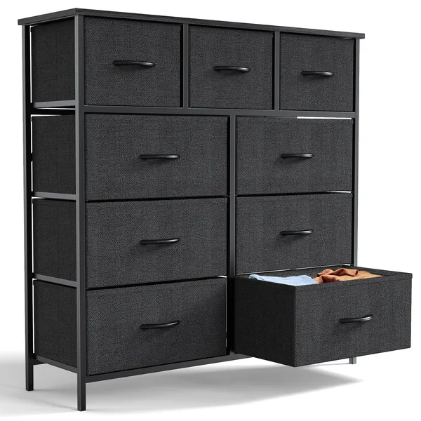 Dresser For Bedroom With 9 Fabric Storage Drawer Wardrobe Tall Chest Organizer...