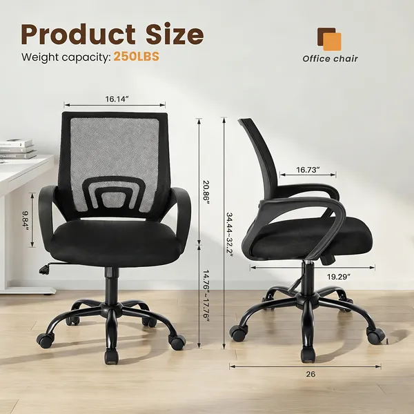 Ergonomic Office Desk Gaming Chair Mid Back With Lumbar Support Rocking Mode... 3
