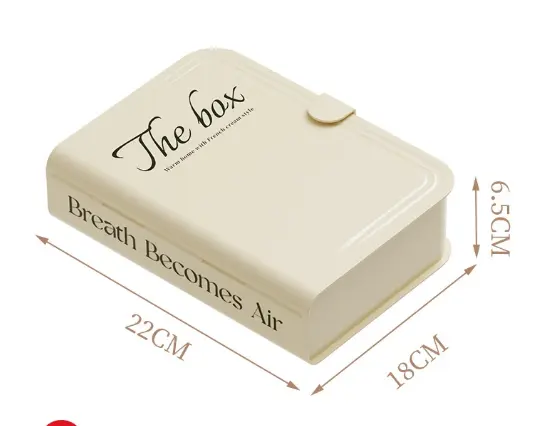 Data cable storage box-book model-cream white