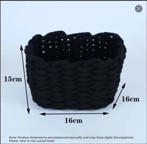Desktop cotton rope storage basket-black-polyester cotton