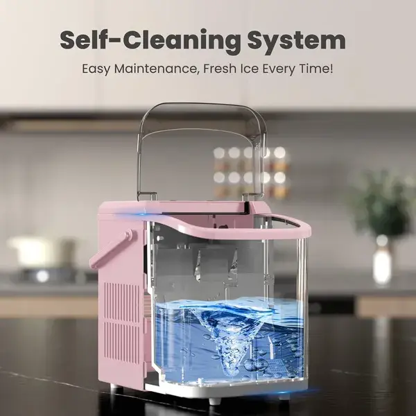 Countertop Ice Maker With Handle, 26lbs&24H Portable Ice Machine, 9 Bullet Ice Cubes Ready In 6 Mins, Self-Cleaning, Quiet Compact Ice Maker For Home, Kitchen, 