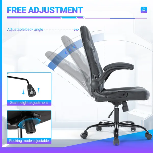 Ergonomic Office Computer Home Gaming Desk Chair Adjustable PU Leather Racing Chair Flip-up Armrest For Christmas Furniture 8