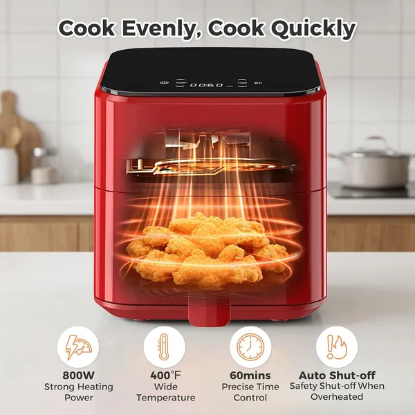 3.17 QT Digital Air Fryer, A Small Air Fryer With A PP Touch Panel, With A Maximum Temperature Of 400 Degrees Fahrenheit. — foto 8