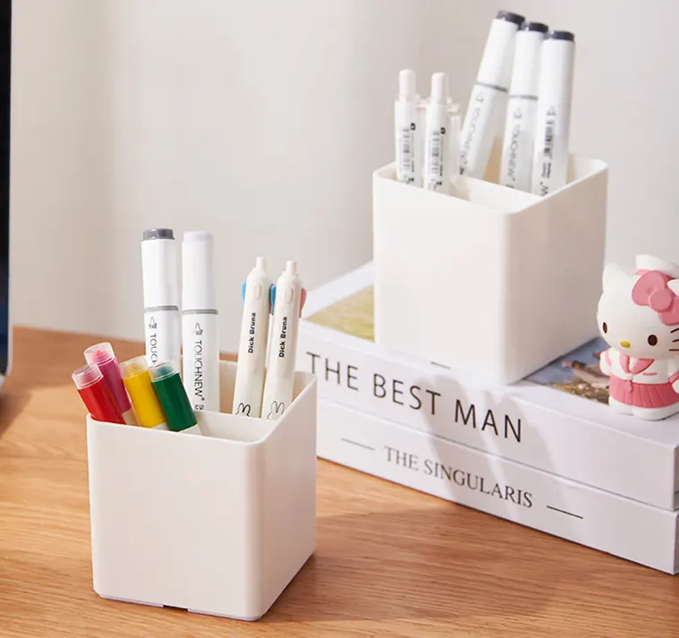Pen holder-two-compartment model-white
