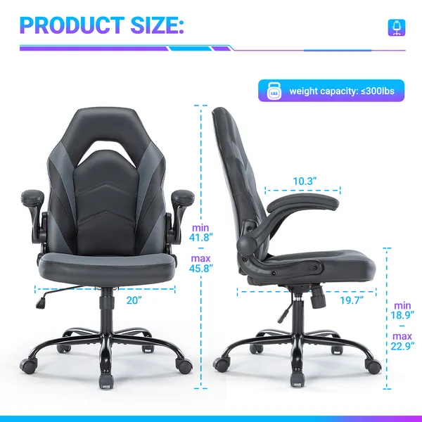 Ergonomic Office Computer Home Gaming Desk Chair Adjustable PU Leather Racing Chair Flip-up Armrest For Christmas Furniture 2