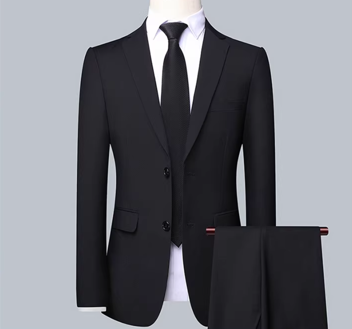 Suit suit-top coat + trousers-black-4XL-polyester fiber + viscose fiber-1 set 5