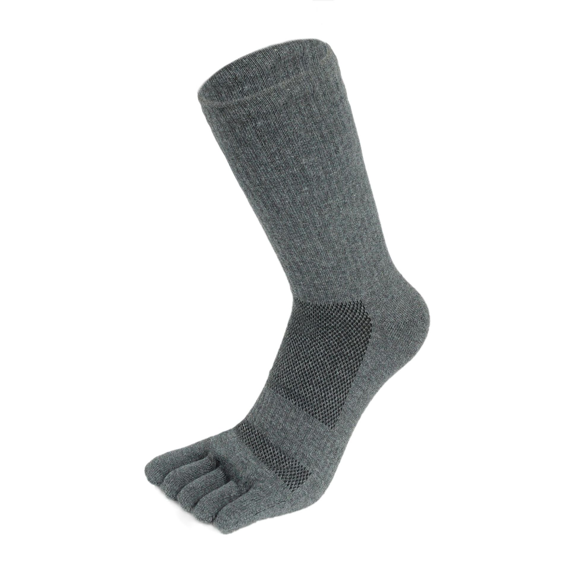 Casual mid-tube five-finger socks-dark grey-L size-pure cotton-1 pair