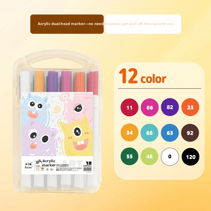 Double-ended acrylic marker-Monster Model-12 Color-12 pcs-1 box