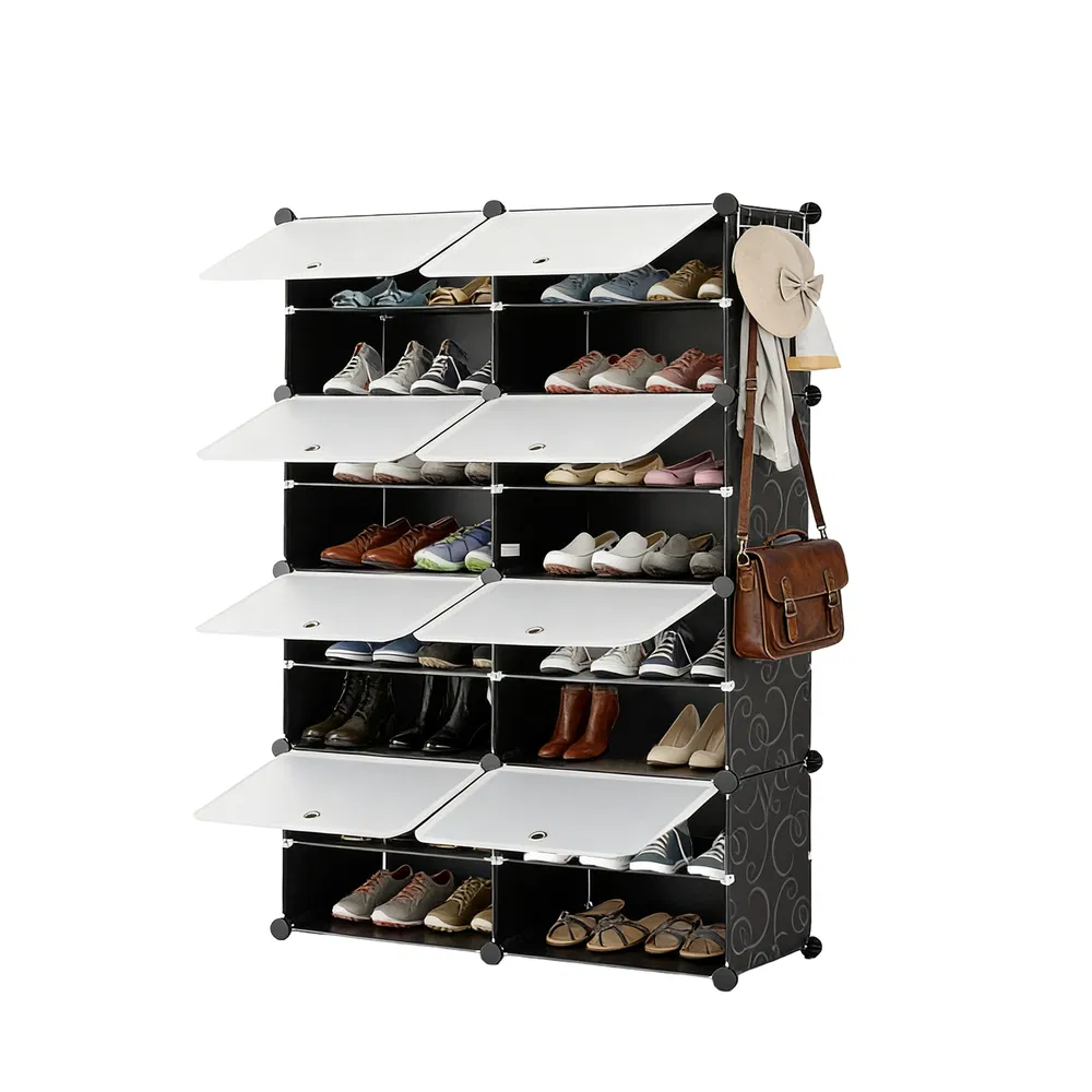 Shoe Rack Storage Cabinet, 8-layer Shoe Storage Cabinet With Door, Stackable And Detachable Shoe Storage Cabinet_voghion.com
