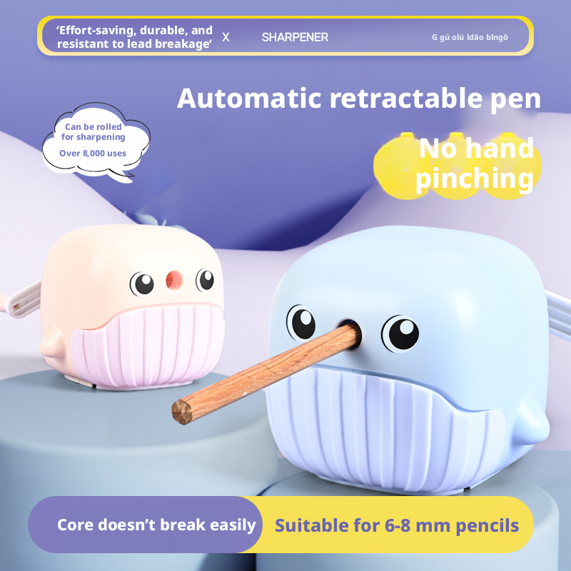 Whale pencil sharpener-random color-ABS+ alloy hob-1 piece