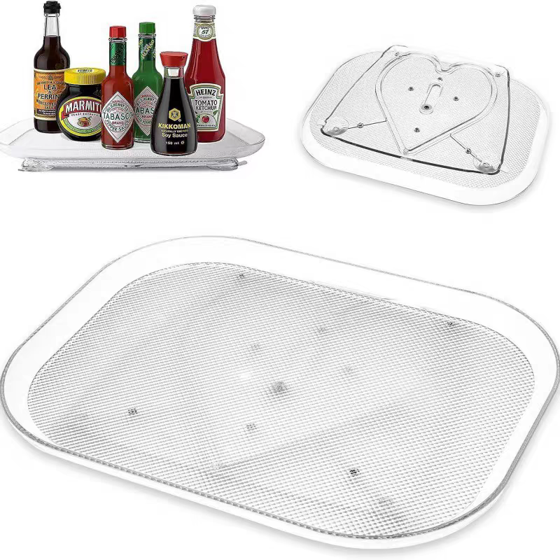 Refrigerator rotating storage tray-transparent color-PET-35*26.5*4cm-1 piece