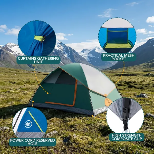 2&4 Person High Quality Camping Tent With Tent Fly, Easy Setup Dome Tent With... 2