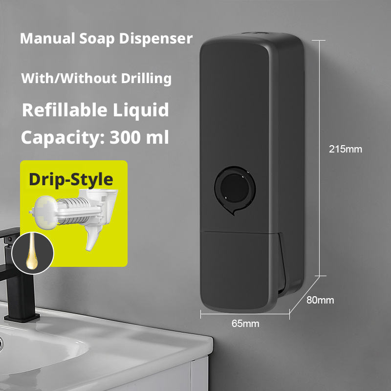 Manual pressing soap dispenser-dripping model-white-300ml-ABS-1 piece 2