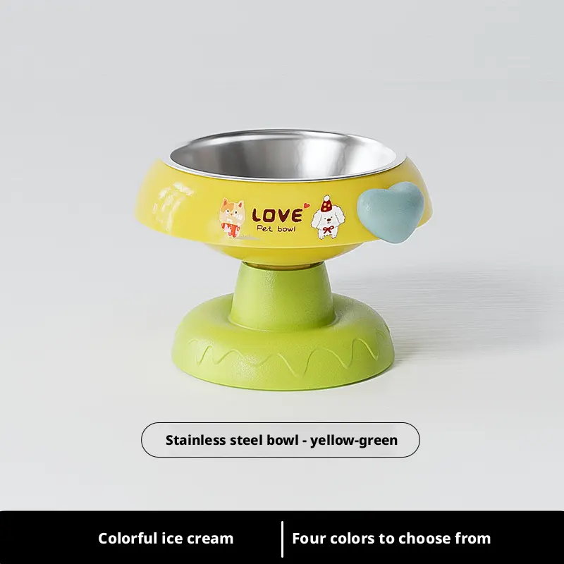 Pet ice cream bowl-yellow green-pp+ stainless steel