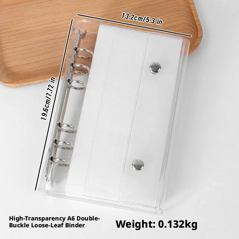 Double buckle binder-highly transparent model-A6-PVC-1 pack