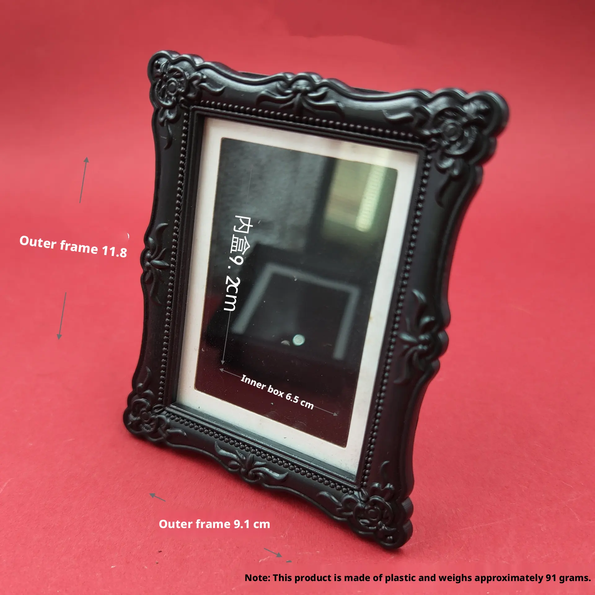 Photo frame refrigerator sticker-obtuse angle flower-black-9.1 *