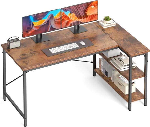L-shaped Office Desk, 39-55inch Computer Desk, Writing Work Desk With... 2