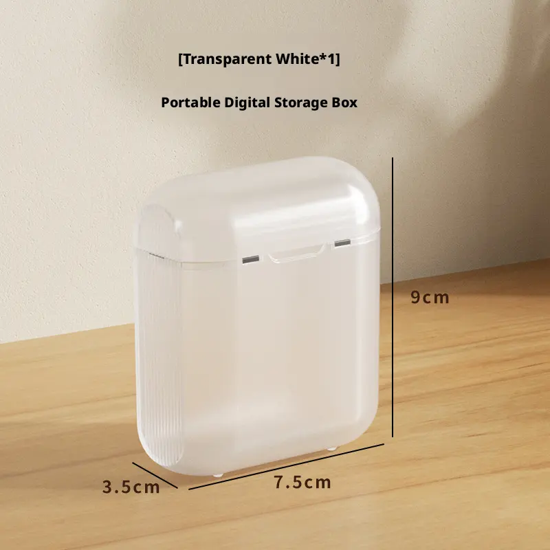 Data cable storage box-transparent white-PP