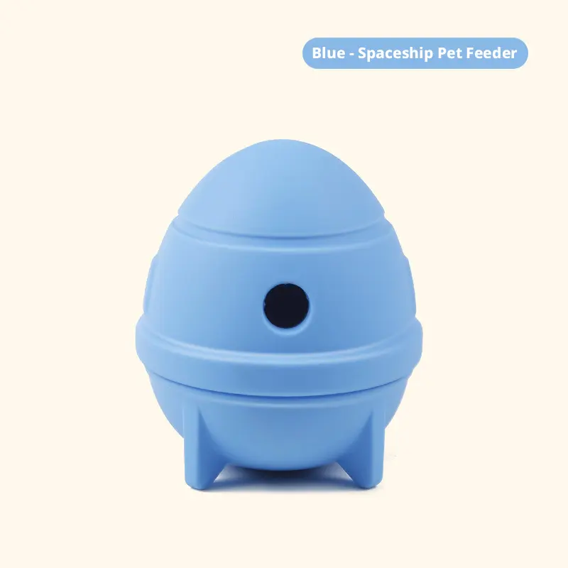 Spacecraft Pet Food Leaking Device-Blue-Silicone