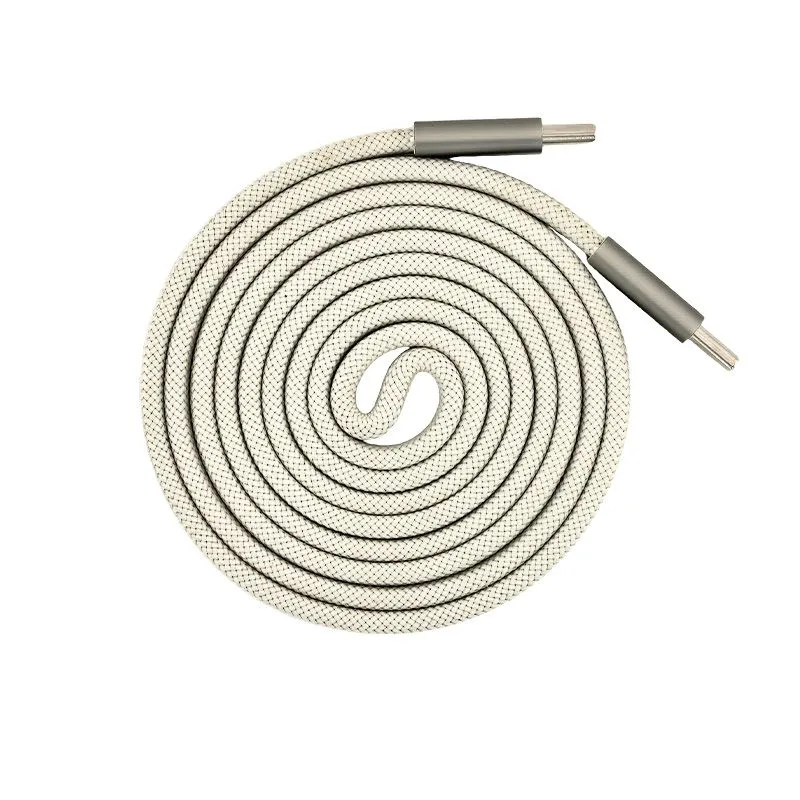 Flat wire magnetic data cable-dual C-port model-100W-white-length 1m-1 piece