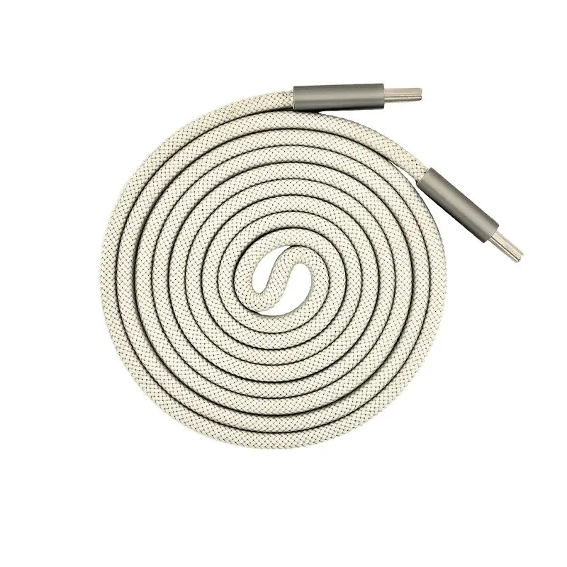 Flat wire magnetic data cable-dual C-port model-100W-white-length