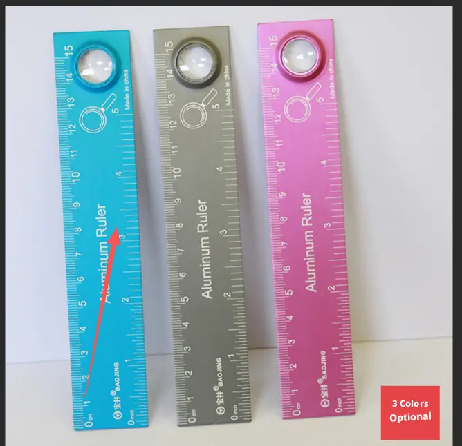 Aluminum alloy magnifying glass ruler-blue-15cm-1 piece