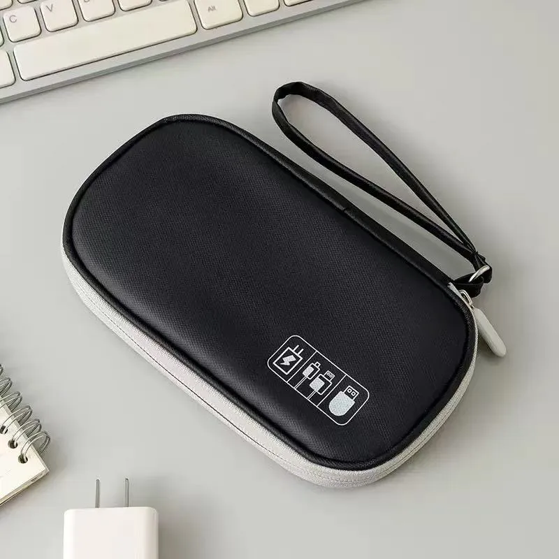 Data cable storage bag-simple handheld model-black-600D film