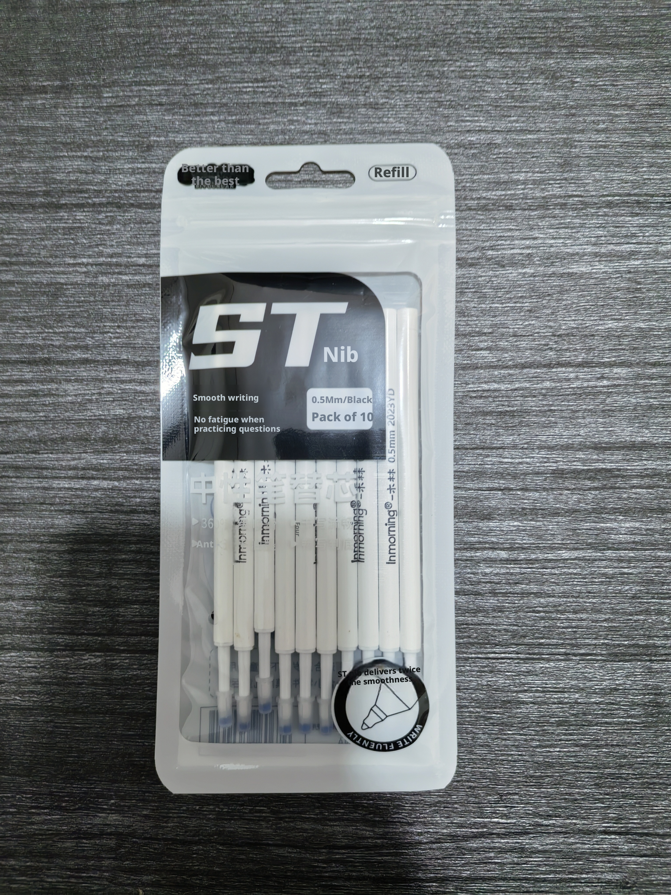 Neutral pen core replacement-ST tip-black-0.5mm-10 pieces