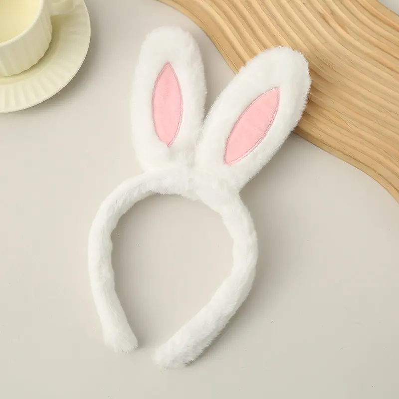 Plush rabbit ear headband-white-20 * 34 *5cm