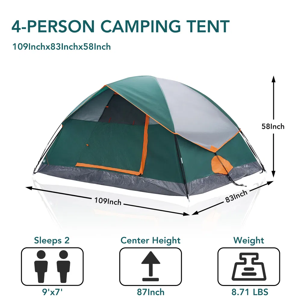 2&4 Person High Quality Camping Tent With Tent Fly, Easy Setup Dome Tent With... 8