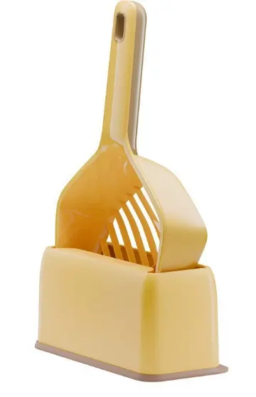 Meow leaky cat litter shovel-with base-yellow-shovel ABS+