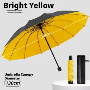 Reverse sunny umbrella-12 bones-bright yellow-polyester fiber +