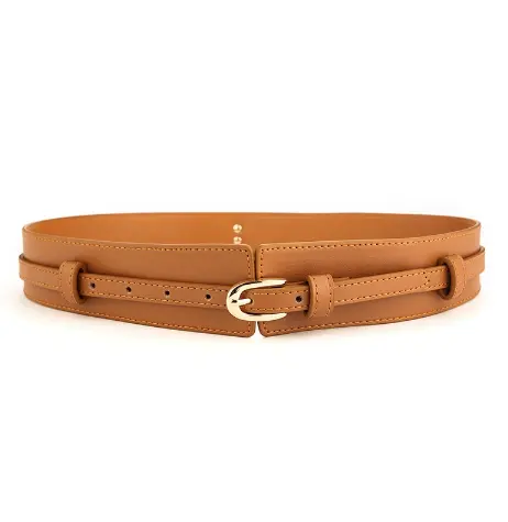 Wide waist belt-waist seal-camel color